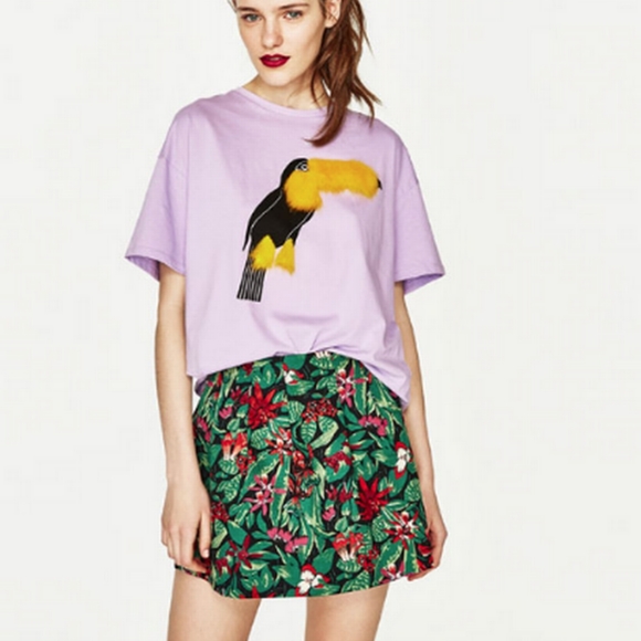 Zara | M Trafaluc collection tropical mini skirt - Picture 1 of 9